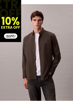 Camisa Gris Clásica En Tejido Oxford Calvin Klein
