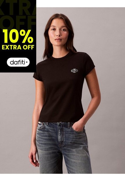 Camiseta Negra Slim Con Logo Cocktail Calvin Klein