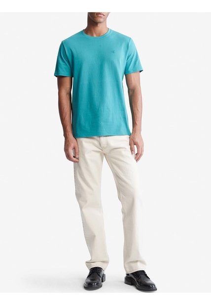 Camiseta Verde Manga Corta Con Monogram Bordado Calvin Klein
