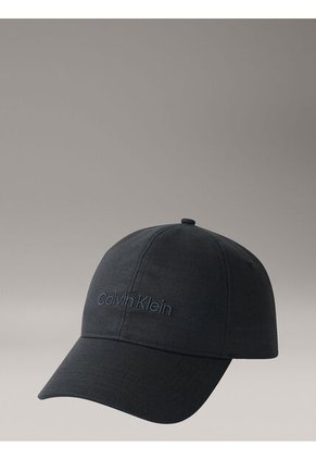 Gorra Negra De Lino Con Logo Calvin Klein