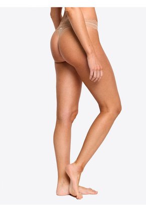 Pantie Beige En Microfibra Tipo Tanga Calvin Klein