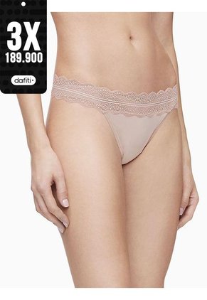 Pantie Beige En Microfibra Tipo Tanga Calvin Klein