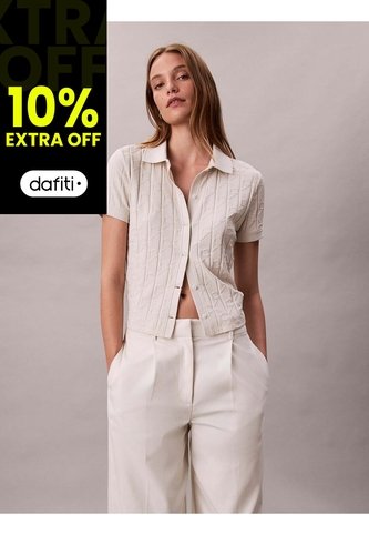 Polo Blanco De Jacquard De Logo Y Cierre De Botones Calvin Klein Calvin Klein