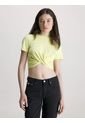 Camiseta Cropped Con Twist Mujer Amarillo Calvin Klein de Calvin Klein