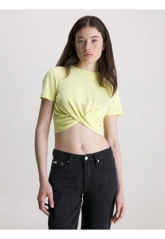 Camiseta Cropped Con Twist Mujer Amarillo Calvin Klein Calvin Klein