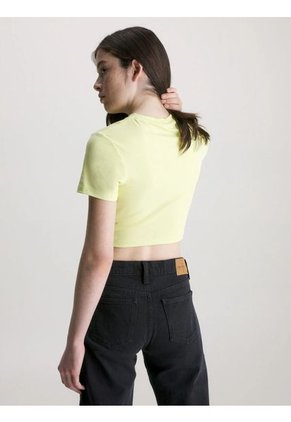 Camiseta Cropped Con Twist Mujer Amarillo Calvin Klein