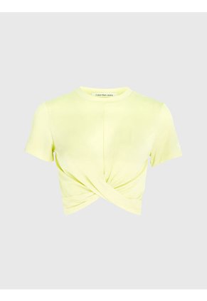 Camiseta Cropped Con Twist Mujer Amarillo Calvin Klein