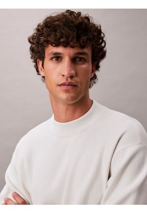 Saco Beige De Tejido Boxy En Punto Técnico Con Cuello Semi Alto Calvin Klein