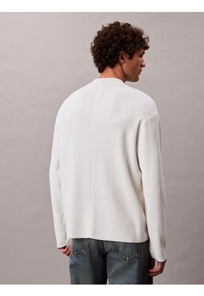 Saco Beige De Tejido Boxy En Punto Técnico Con Cuello Semi Alto Calvin Klein