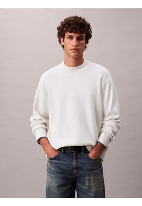 Saco Beige De Tejido Boxy En Punto Técnico Con Cuello Semi Alto Calvin Klein