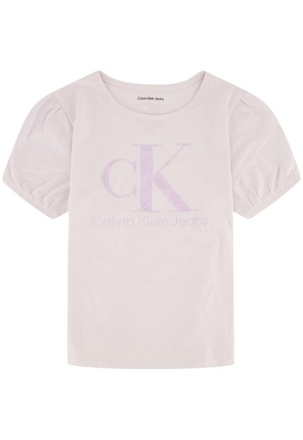 Camiseta Para Niña Con Mangas De Globo Rosado Calvin Klein