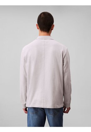 Polo Gris De Manga Larga Con Tejido Sacos / Saco Tejido Grueso Aterciopelado Calvin Klein