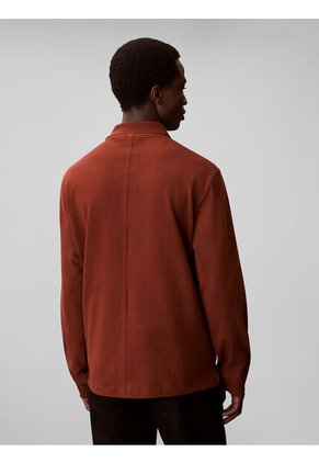 Polo Café De Manga Larga Con Tejido Sacos / Saco Tejido Grueso Aterciopelado Calvin Klein