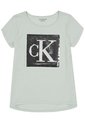 Camiseta Con Logotipo De Lentejuelas Niña Verde Calvin Klein de Calvin Klein
