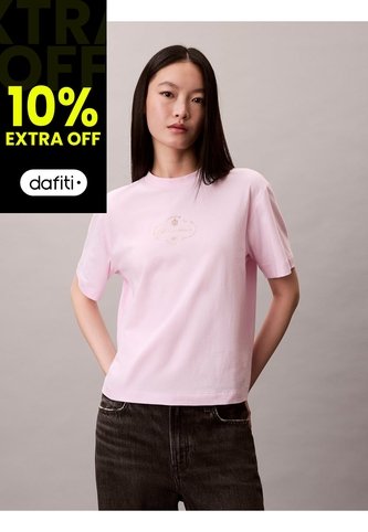 Camiseta Rosada Boxy Cocktail Logo Calvin Klein Calvin Klein