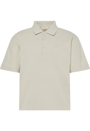 Polo Beige Relaxed De Manga Corta Con Tejido De Canalé Calvin Klein