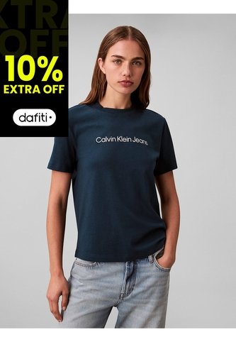 Camiseta Azul Clásica Con Logo Estampado Calvin Klein Calvin Klein
