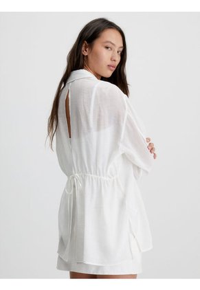 Blusa Con Espalda Dividida De Rayón Arrugado Mujer Blanco Calvin Klein