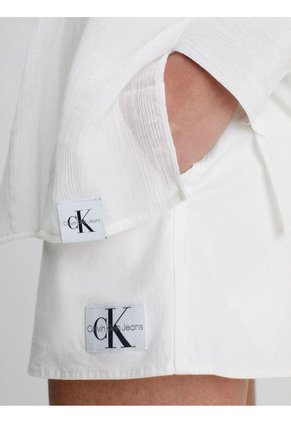 Blusa Con Espalda Dividida De Rayón Arrugado Mujer Blanco Calvin Klein