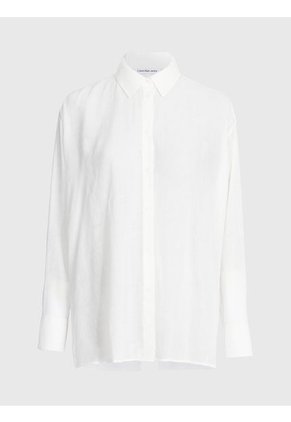Blusa Con Espalda Dividida De Rayón Arrugado Mujer Blanco Calvin Klein