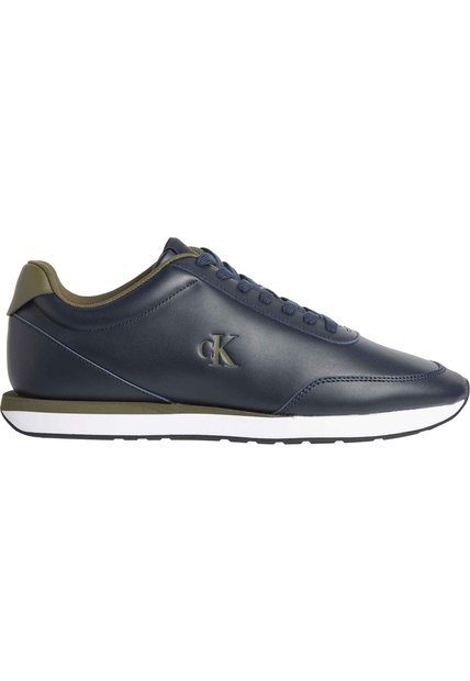 Tenis Azul Oscuro Retro Runner En Cuero Calvin Klein