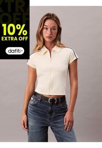 Polo Amarillo De Punto Milano Ajustado Con Cremallera Calvin Klein Calvin Klein
