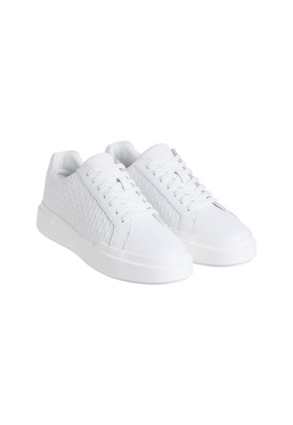 Tenis Blanco Con Suela Gruesa Y Estampado De Monograma En Relieve Calvin Klein