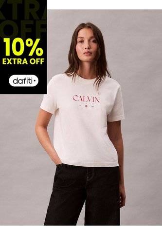 Camiseta Blanca De Corte Clásico Con Gráfico Calvin Klein Calvin Klein