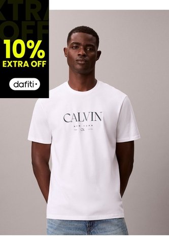 Camiseta Blanca Con Gráfico De Logo Calvin Klein Calvin Klein