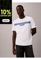 Camiseta Blanca De Rayas Con Logo Calvin Klein de Calvin Klein