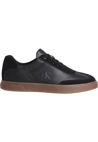 Tenis Negro De Perfil Bajo En Texturas Mixtas Calvin Klein Calvin Klein