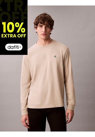 Camiseta Beige De Manga Larga Con Monograma Calvin Klein Calvin Klein