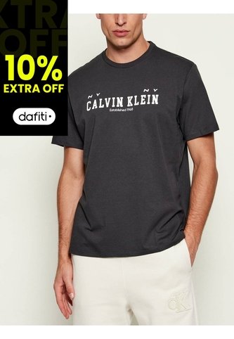 Camiseta Negra Con Estampado Gráfico De Logo Calvin Klein Calvin Klein