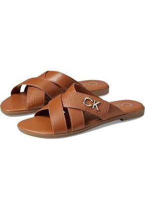 Sandalias Chocolate Con Monograma Metálico Calvin Klein