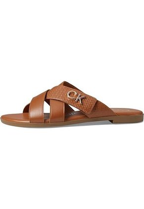 Sandalias Chocolate Con Monograma Metálico Calvin Klein
