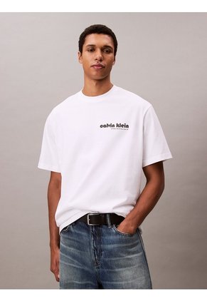 Camiseta Blanca Con Logotipo Bordado Calvin Klein
