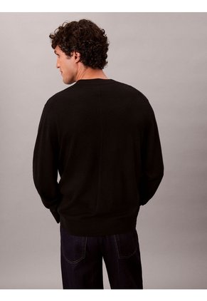 Cárdigan Negro Ligero De Manga Larga En Lana Merino Calvin Klein