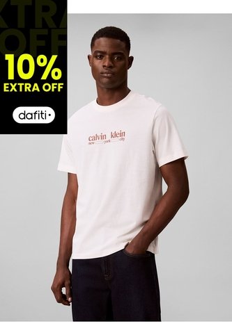 Camiseta Blanca Con Gráfico De Logo Calvin Klein Calvin Klein
