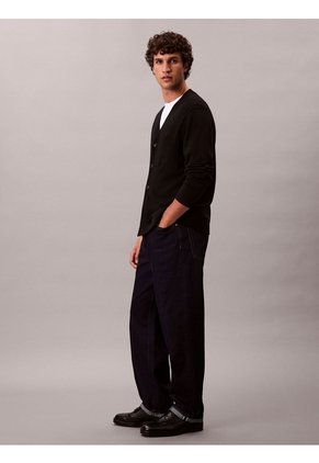 Cárdigan Negro Ligero De Manga Larga En Lana Merino Calvin Klein