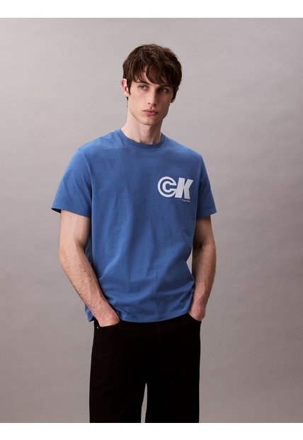 Camiseta Azul Oscuro Sport Con Logotipo Gráfico Calvin Klein