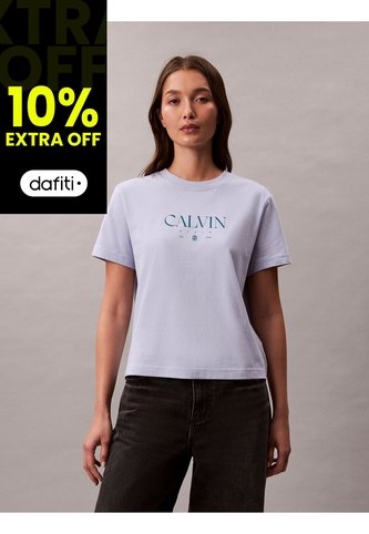 Camiseta Gris De Corte Clásico Con Gráfico Calvin Klein Calvin Klein