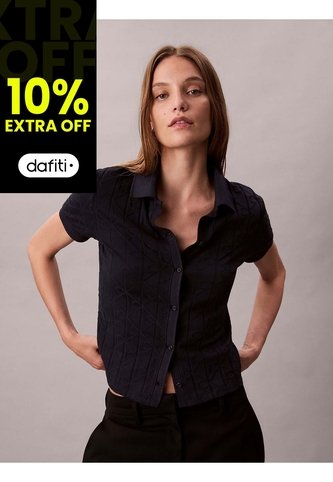 Polo Azul De Jacquard De Logo Y Cierre De Botones Calvin Klein Calvin Klein