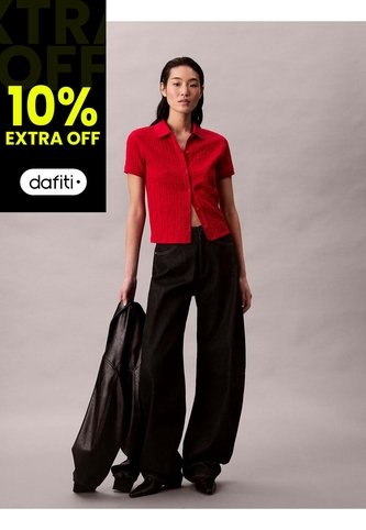 Polo Rojo De Jacquard De Logo Y Cierre De Botones Calvin Klein Calvin Klein