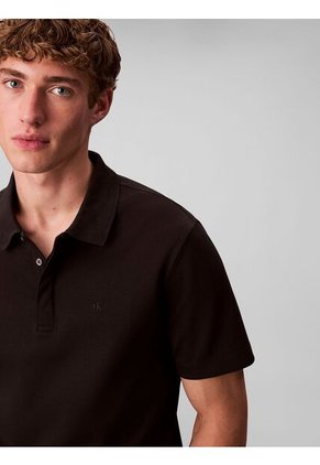 Polo Negro De Algodón Interlock Calvin Klein