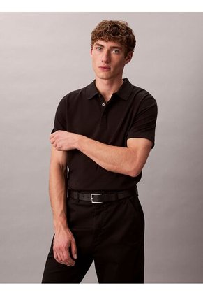 Polo Negro De Algodón Interlock Calvin Klein