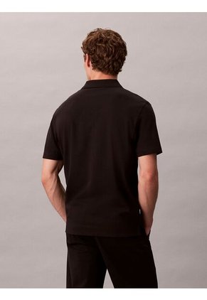 Polo Negro De Algodón Interlock Calvin Klein