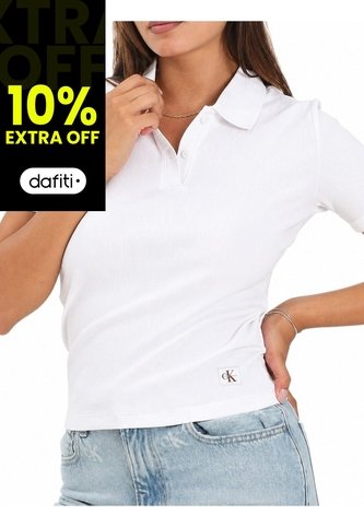 Polo Blanco Con Insignia Calvin Klein Calvin Klein