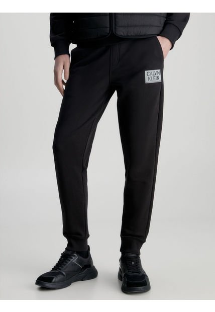 Pantalón De Chándal Con Logo De Algodón Orgánico Negro Hombre Negro Calvin Klein