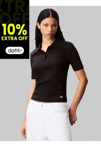 Polo Negro Con Insignia Calvin Klein Calvin Klein