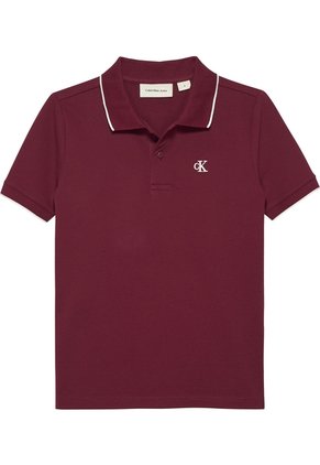 Polo Vino Para Niño Tinto Regular Con Ribetes A Contraste Calvin Klein